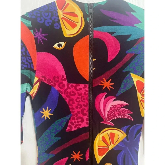 Farm Rio Mystic Jungle Dress 3/4 Length Sleeve Bodycon Size XS  Zipper Back - Picture 8 of 13